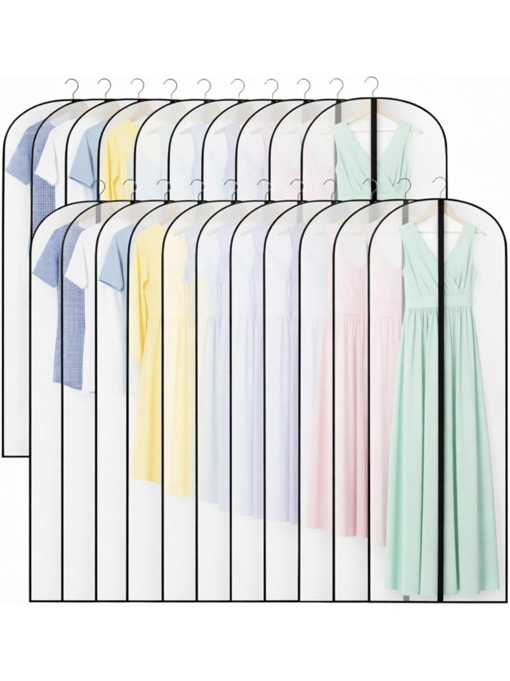 60" Garment Bags - 20 Pcs Bulk for Dress & Gown Storage, Travel & Protection